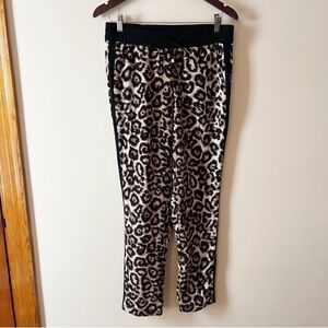 Jaclyn Smith Brown Leopard Print Elastic Waist Pants Size Small Drawstring